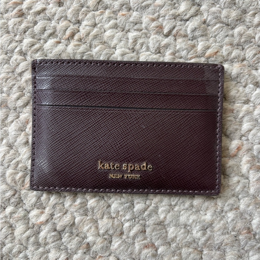 Kate Spade burgundy Leather Key Card Holder Minimalist Design